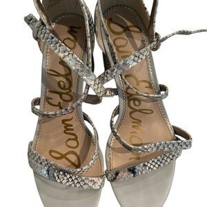 Sam Edelman strapped heels. Snakeskin Patterned with a bit of shine. Sz 9